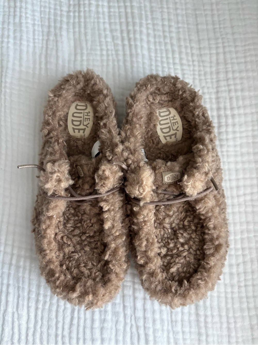 Hey Dude Brown Fuzzy Slip-On Moccasin Slippers